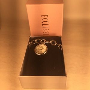 *NEW ECCLISSI STERLING CHARM BRACELET WATCH, IOB